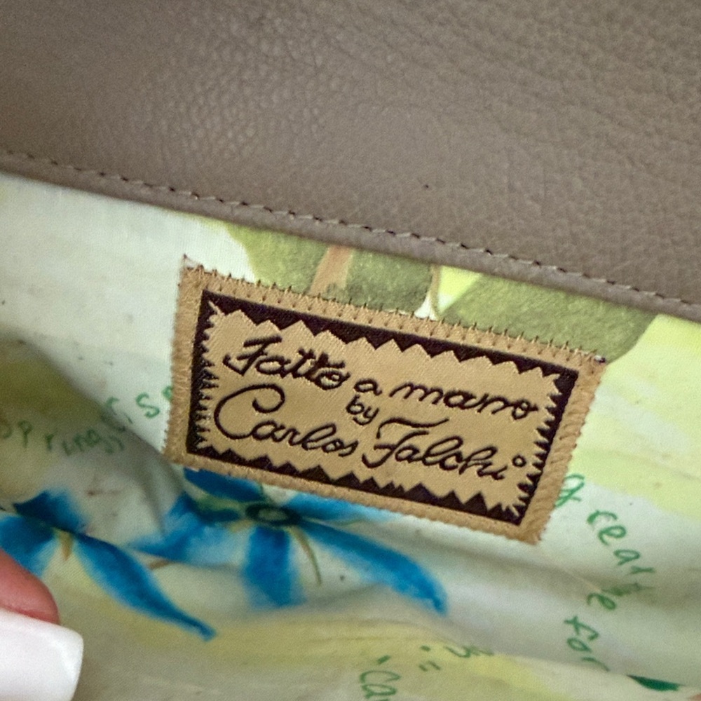 Carlos Falchi Beige and Brown Python-Print Wristlet Clutch - Picture 3 of 3